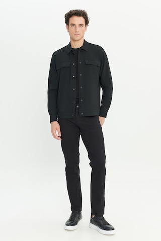 AC&Co / Altınyıldız Classics Erkek Sıyah Comfort Fit Rahat Kesim Gömlek Yaka Ceket Gömlek Siyah
