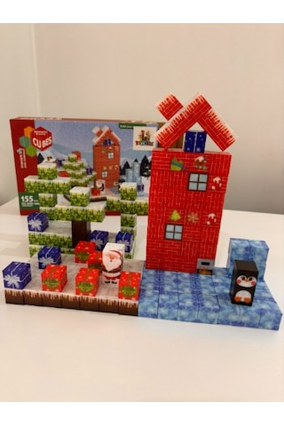 155 Parça Manyetik Bloklar Küp Blok Kar Ve Noel Temalı Yapı Taşı 2.0 Cm