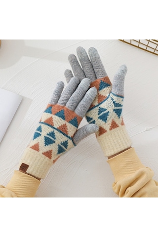 Kadın Kışlık Japon Tarzı Yün Eldiven: Dokunmatik, Kalın Sıcak-açık Gri Açık Gri