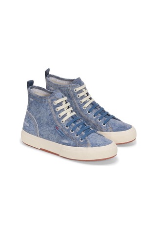 Superga 2573 Cotton Denim Destroyed Unisex Beyaz Bilekli Sneaker Siyah