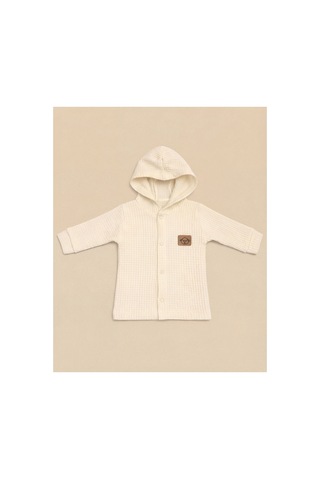 Minory Baby - %100 Pamuk Hırka Waffle Kumaş Bej Bej