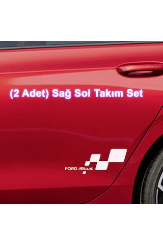 2 Adet Ford Focus Sticker - Kapı Altı Sticker - 20cm X 8cm - Beyaz