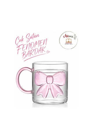 Fiyonklu Borosilikat Fenomen Cam Kupa 180 Ml,ısıya Dayanıklı Çift Cidarlı Cam Bardak,şeffaf Tasarım,pembe Kudele Detaylı Kahve Çay Kupası Pembe