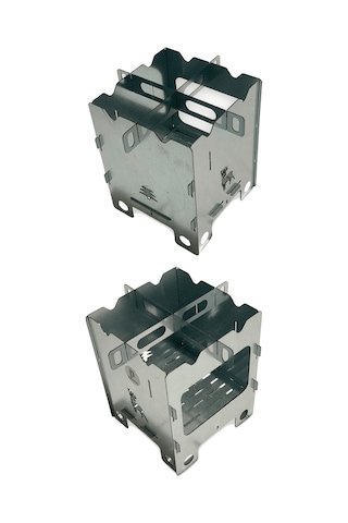 Paslanmaz Ateş Kutusu, Firebox, Katlanır Mini Soba, Kamp Sobası Açık Gri