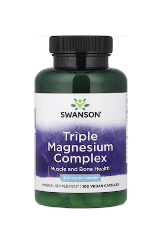 Swanson Triple Magnesium Magnezyum Citrate, Oxide Complex Muscle And Bone 400 Mg 100 Vegan Capsules