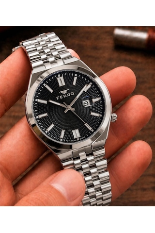 Ferro Premium İtalian Desing Çelik Kordon Nişan Ve Damat Saati 3 Atm Erkek Kol Saati Efm40136-b4 Gümüş - Altın