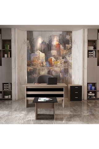 Robinhome  Robin Home Verona Abc Ofis Büro Masa Takımı Meşe-Siyah