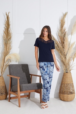 Sevim Kadın Dantelli Kısa Kol Lacivert Pijama Takım C1t5n551 001