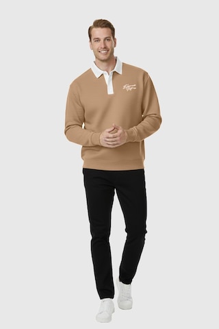Rizzup Erkek Camel Relax Fit İçi Polarlı Polo Yaka Sweatshirt Pamuklu Kalın Sweatshirt 2600762