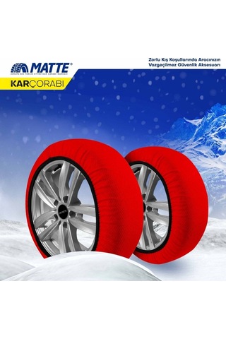 Matte Active Series Oto Araba Lastik Anti Patinaj Kar Çorabı Kırmızı Small 2