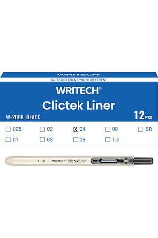 Wrıtech W-2008 Basmalı Fınelıner 0,4mm Kalem - 12'li Kutu Ahşap