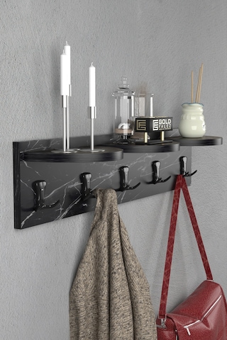 5 Li Duvar Askılığı Bendir Siyah 80 Cm Çok Renkli