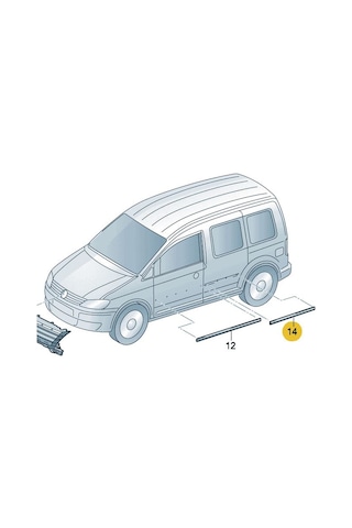 VW Caddy 2011-2015 Sol Arka Kapı Çıtası Siyah Plastik 2K0853535E