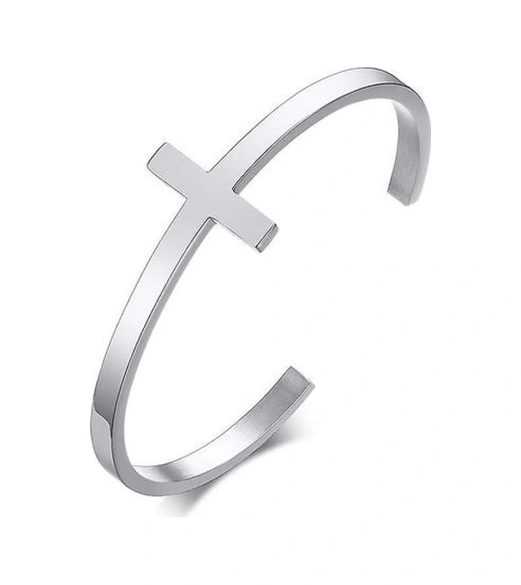 Çapraz Manşet Bilezik, Paslanmaz Çelik Açık Manşet-bileklik Gümüş Altın - Bej