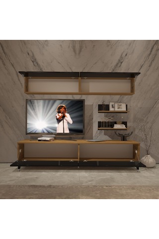 Decoraktiv Eko 5 Mdf Std Silver Tv Ünitesi Tv Sehpası Pera - Siyah