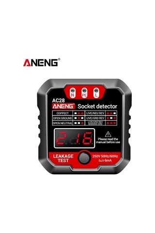 Lemestar Aneng Ac28 Siyah Amerikan Standart Soket Testeri - Polarity, Zero Fire Ground Kontrolü Ve Akıntı Tespiti İle Elektrik Güvenliği