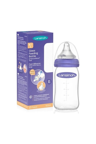Lansinoh Cam Biberon 160 ML + Naturalwave Biberon Emziği Yavaş Akış