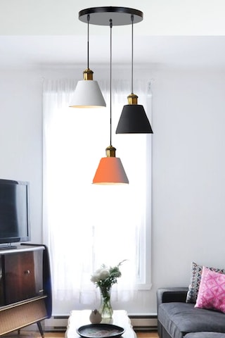 Rio Modern Huni Metal Sarkıt Avize Salon Oturma Odası Sarkıt Üçlü Avize Beyaz