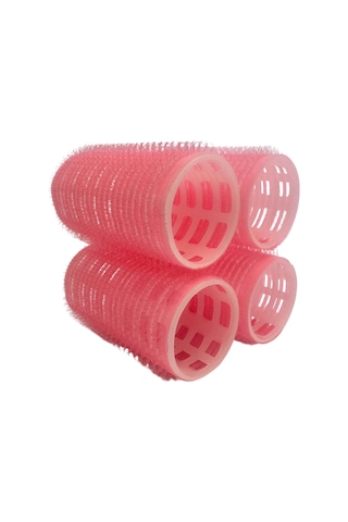 Croc 4lü Küçük Boy Plastik Bigudi Pembe Cb21 - Cırtlı Yapışkanlı Saç Bigudisi Pembe