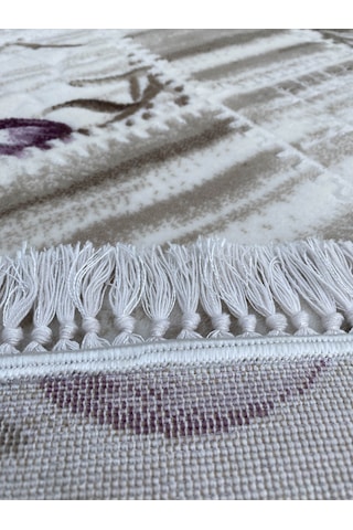 Lila Vizon Kesme Halı 120x120 Akrilik Saçaklı Kesme Halı