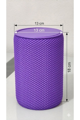 Modern Geometrik Dokulu Döner Kapaklı Masaüstü Çöp Kovası- 18 Cm - Mor