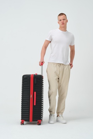 Keo-plus Siyah-kırmızı Büyük Boy Silikon Kırılmaz Pp Valiz Siyah - Kırmızı