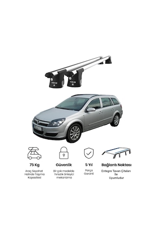Trio-ıı Opel Astra Kombi 2004-2012 Uyumlu Kilitli Ara Atkı 120cm Port Bagaj Tavan Barı