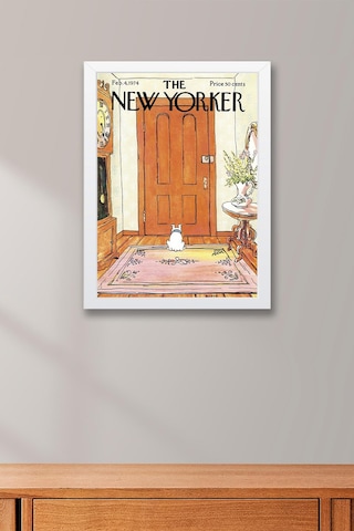 The New Yorker Çerçeveli Tablo February 4 1974 - Evde Sahibini Bekleyen Köpek Tablosu
