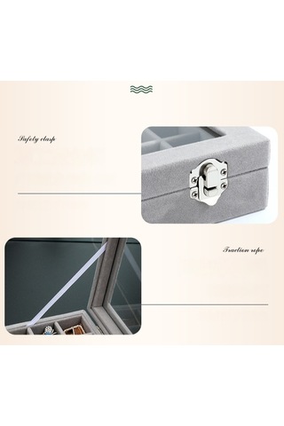 Yystore Takı Saklama Kutusu Kadife Şeffaf Pencere Ücretsiz Kombinasyon Açık Mavi