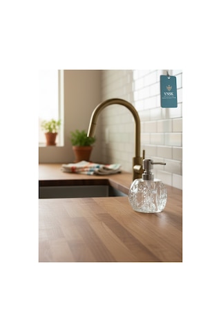 Chacha Home Luxury Glamour Opulans Geometrik Kristal Tasarım Akrilik Sıvı El Sabunu Şişesi, Banyo Aksesuarı Beyaz