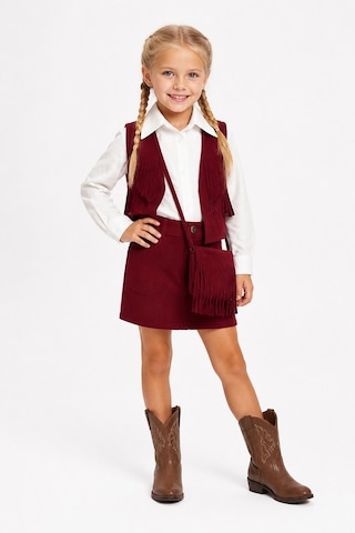 Eray Alp Kids Kız Çocuk Bordo Püsküllü Kovboy Takım