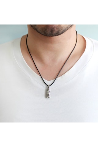 Arapça "Muhammed" Yazılı Ip Zincirli 925 Ayar Gümüş Erkek Cevşen (537795567)