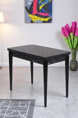 Damla Hilal Mdf Mutfak Masa Sandalye Takımı 60x100cm Siyah