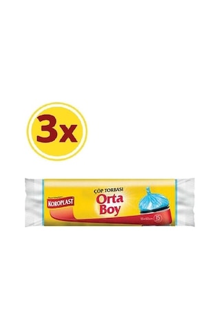 Koroplast Orta Boy Çöp Torbası Mavi 3 Adet 15'li 55 x 60 CM