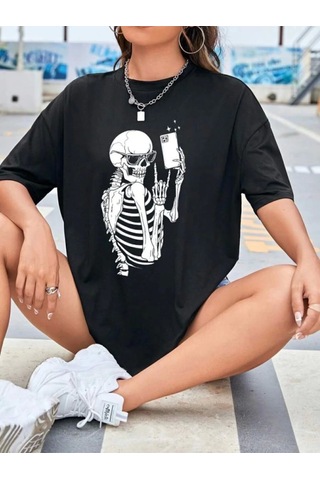 Baskılı T-shirt - Siyah Siyah