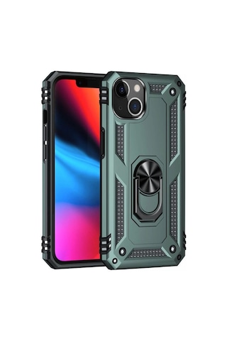 Apple, Uyumlu iPhone 13 Kılıf Sofya Yüzüklü Silikon Kapak - Yeşil