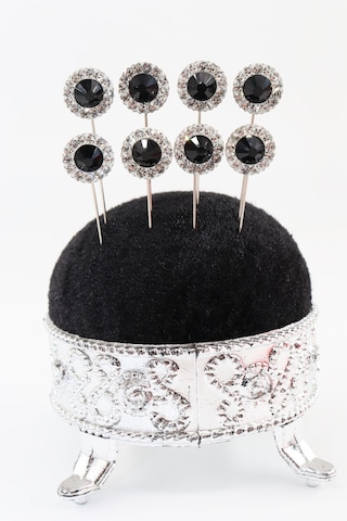 Numetal 8 Li Oval Siyah Taşlı Eşarp İğnesi. Şal İğnesi. Türban İğnesi. Başörtü İğnesi. Eşarp Ve Şal İğnesi. Gümüş