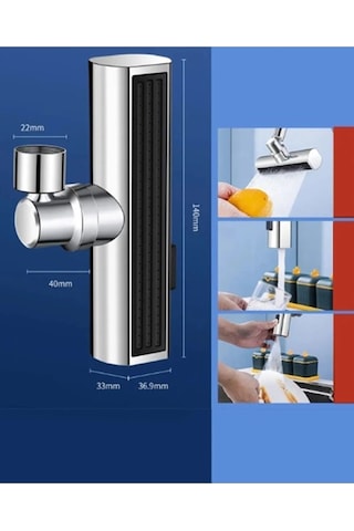 Viosa Krom Tasarruflu 4 Modlu Şelale Ayarlanabilir Musluk Başlığı Mutfak Eviye Bataryası Lavabo Bataryası Altın