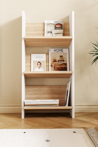 Derga 3 Raflı Kitaplık Beyaz - Meşe