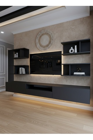 Resital Ledli Duvara Monte Tv Sehpası - Antrasit - W6013-4 Antrasit