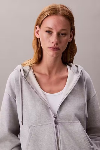 Kadın Regular Fit Terry Fermuarlı Kapüşonlu Sweatshirt - Gri History Grey Heather