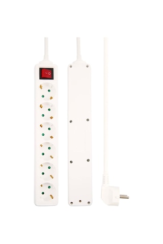 Philips SPS1060A/51 Tam Bakır Kablolu Çocuk Korumalı Priz 6'lı 2 M Beyaz