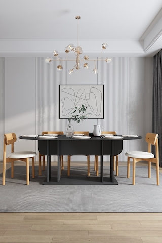 Modern 8 Kişilik Mutfak Yemek Masası Ve Sandalye %100 Mdf Mutfak Yemek Odası Masası Takımı Ymt08 Antrasit