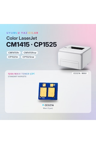 Hp 128a Ce321a / Color Laserjet Cm1415 / Cp1525 Mavi Çip