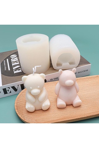 Sevimli Kutup Ayısı Kokulu Mum Kalıbı 2 Paket Ayı Kalıbı Ayı Mum Beyaz