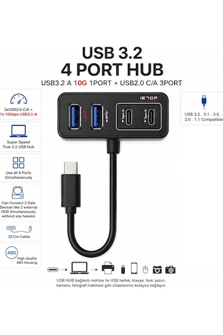 Type-c Usb Hub 4 Port Usb 3.2 10gbps Usb Çoklayıcı Usb-a Usb-c