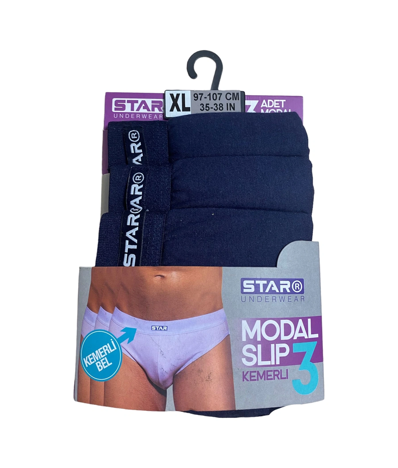 Star 109 Erkek 3'lü Modal Slip Lacivert