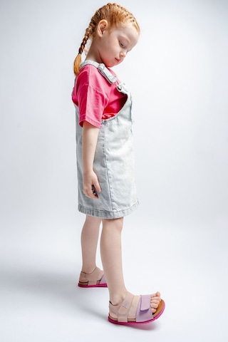 Mnpc Unisex Çocuk Lila-pembe Hakiki Deri Mantar Tabanlı Günlük Çocuk Sandalet 25y2s10047789 Lila-pembe