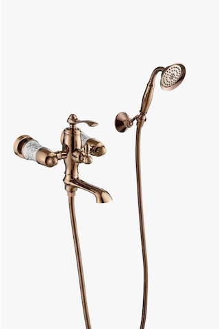İsaoğlu Yapı Bakır Duş Seti Rose Bronz Vintage Duş Sistemi Porsalenli İşlemeli Premi Rose Gold
