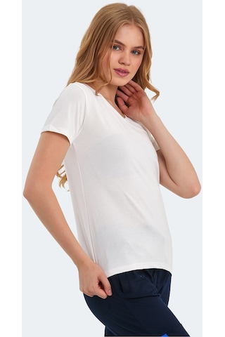 Slazenger PERICAS Kadın V Yaka Ekru Tişört